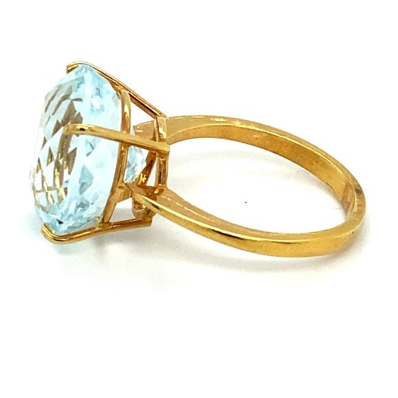 Certified Aquamarine 13.35ct Solid 22K Gold Ring - Picture 6 of 8
